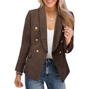 Women's Brown Houndstooth Blazer